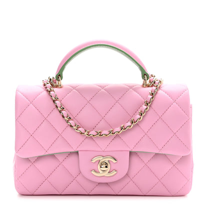 Chanel Lambskin Quilted Mini Top Handle Rectangular Flap Lilac Light Green 1 of 11
