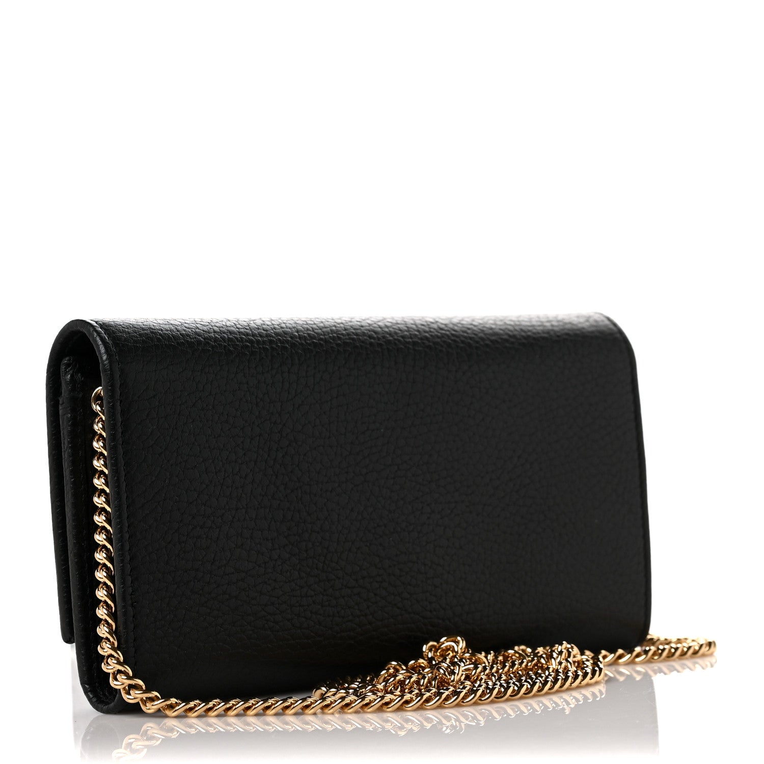 Gucci Calfskin Petite GG Marmont Wallet Chain Bag Black 3 of 9