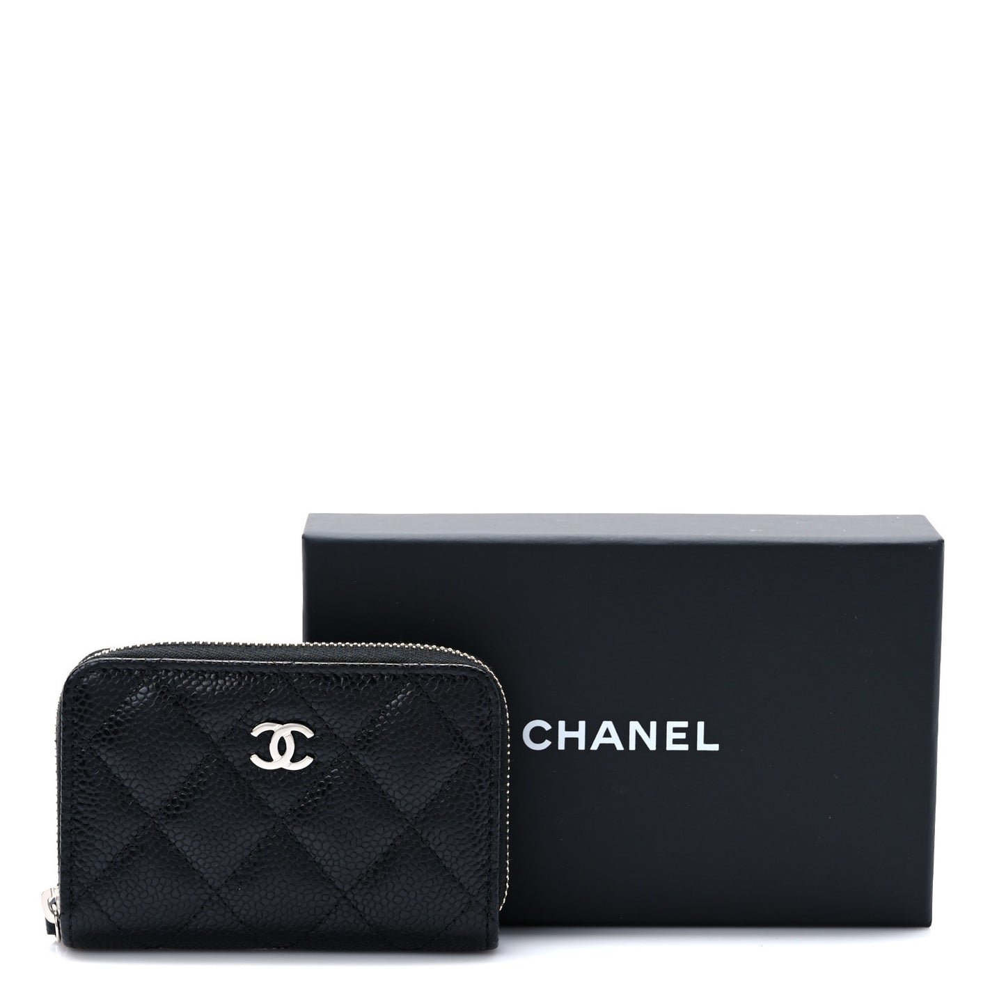 Caviar Quilted Classic Zipped Coin Purse Black