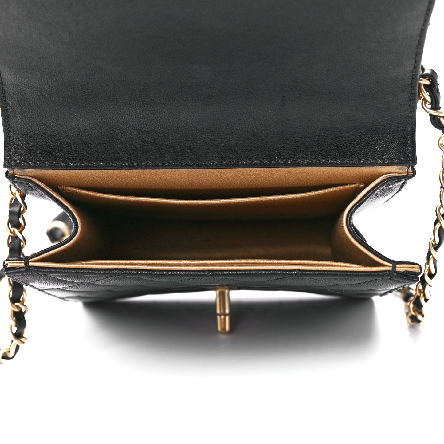 Lambskin Quilted Chic Pearls Flap Black