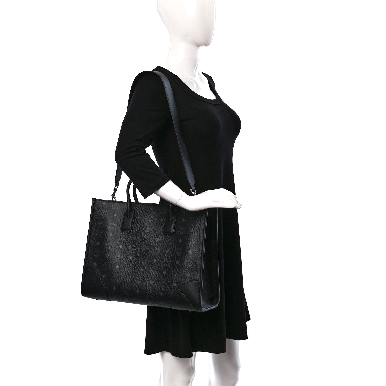 MCM Visetos Large Munchen Tote Black 2 of 9
