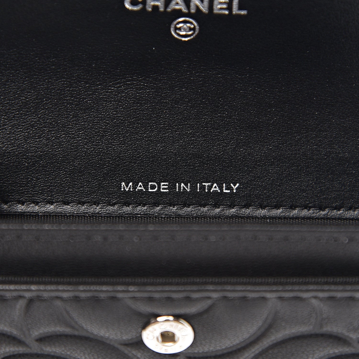 Chanel Lambskin Camellia Embossed Card Holder Wallet Black 6 of 8
