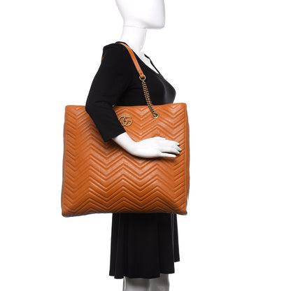 Gucci Azalea Calfskin Matelasse Large GG Marmont Slim Tote Cognac 2 of 11