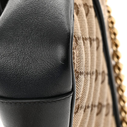 Gucci Monogram Matelasse Diagonal Mini GG Marmont Shoulder Bag Beige Black 15 of 17