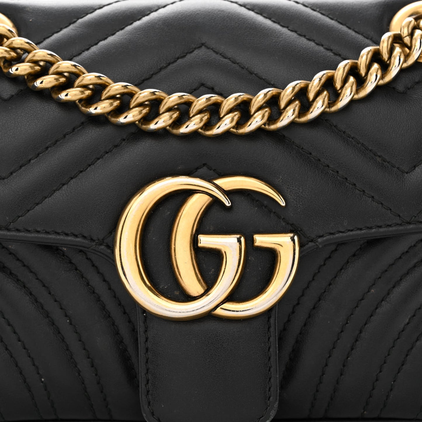 Calfskin Matelasse Mini GG Marmont Shoulder Bag Black