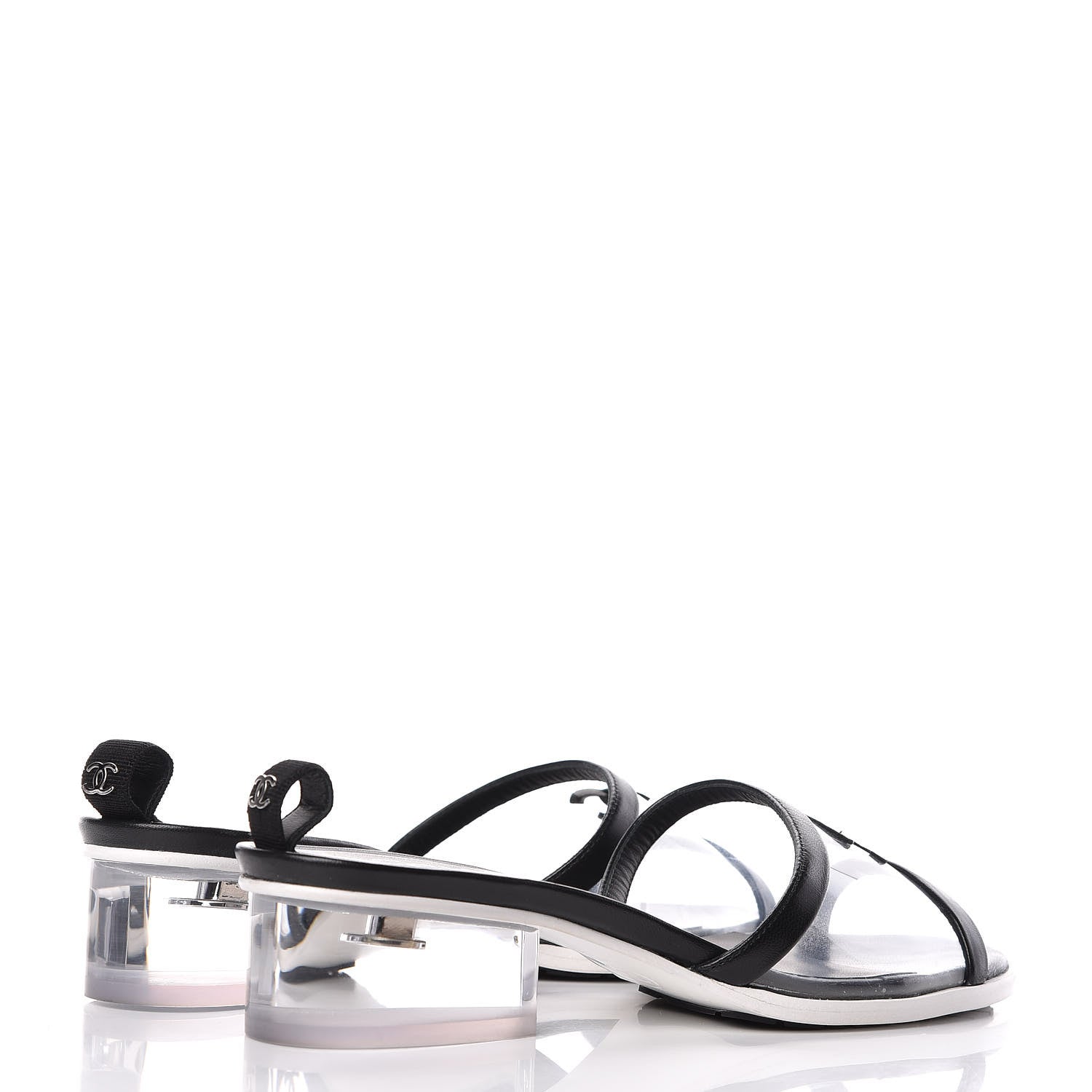 Chanel PVC Lambskin Logo Mules 37 Black 4 of 9