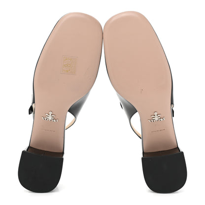 Prada Patent Decolette Logo Mary Jane 45mm Slingback Pumps 40 Black 5 of 9