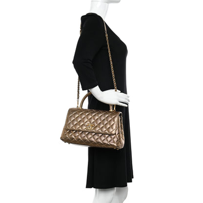 Chanel Metallic Caviar Quilted Small Coco Handle Flap Gold 3 of 12