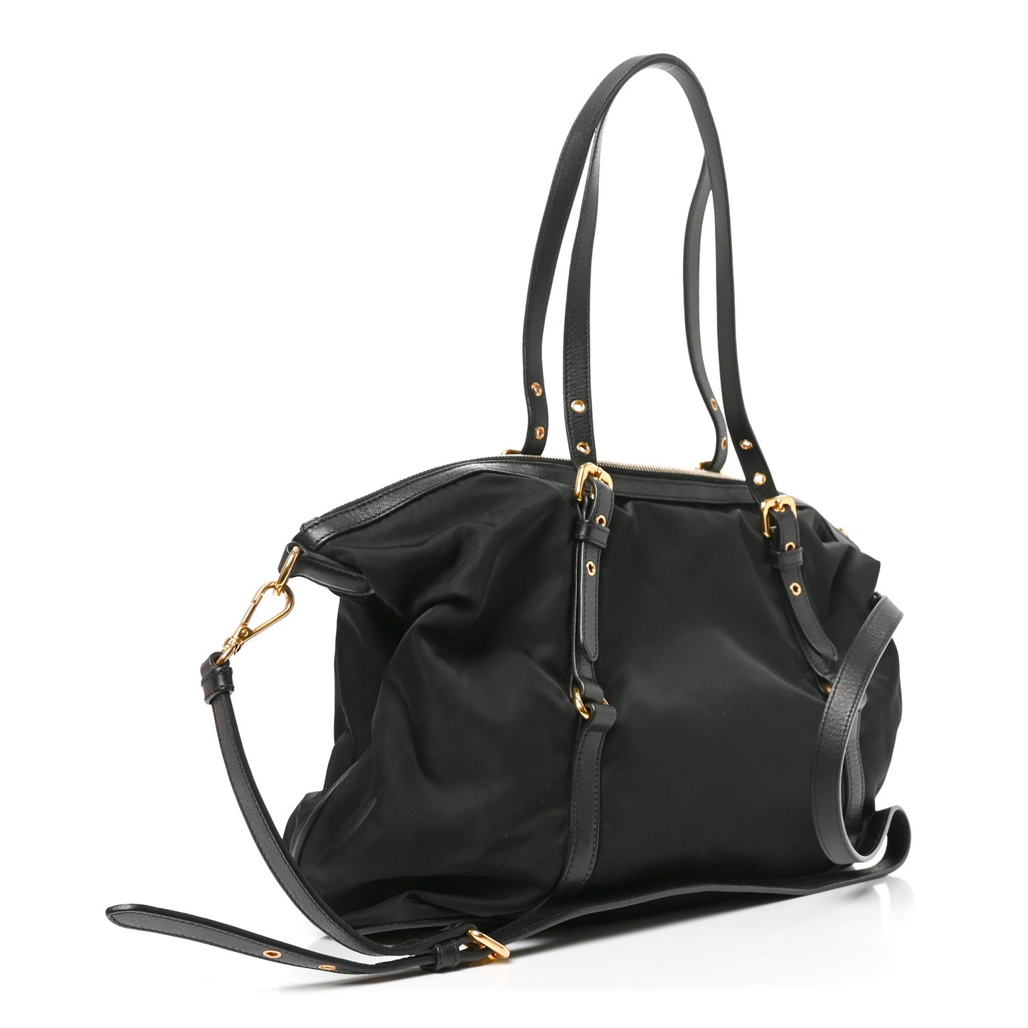 Tessuto Nylon Saffiano Tote Black
