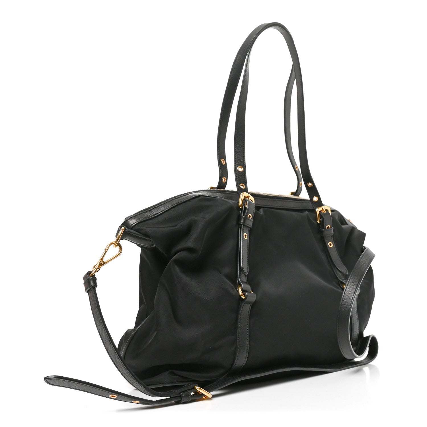 Prada Tessuto Nylon Saffiano Tote Black 3 of 9