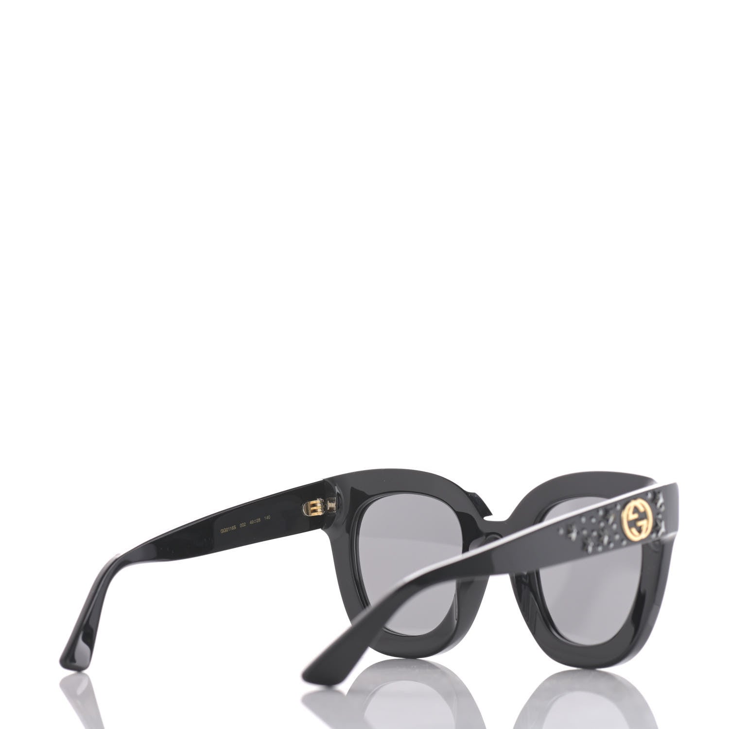 Gucci Acetate Stars Cat Eye Sunglasses GG0116S Black 4 of 7