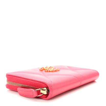 Chanel Goatskin Quilted Medium Chanel 19 Zipped Wallet Dark Pink 4 of 10