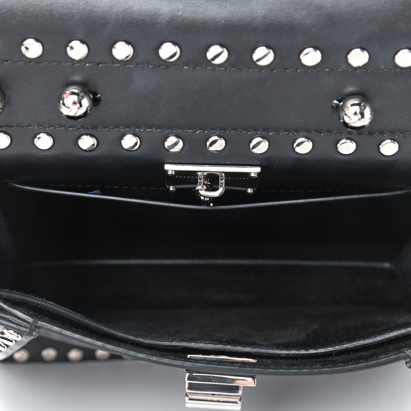 Calfskin Small Studded Hava Top Handle Bag Black