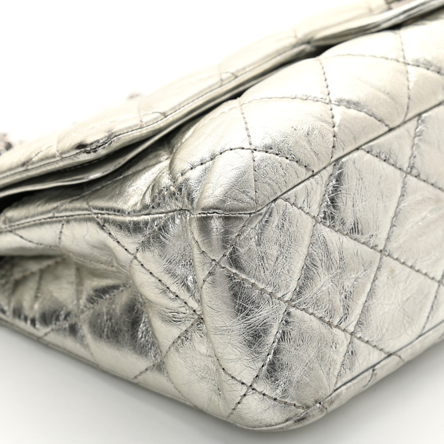 Metallic Aged Calfskin Quilted 2.55 Reissue 227 Flap Silver