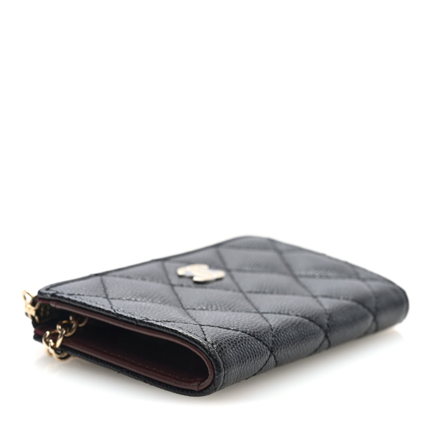 Caviar Quilted Zipped Key Holder Case Black