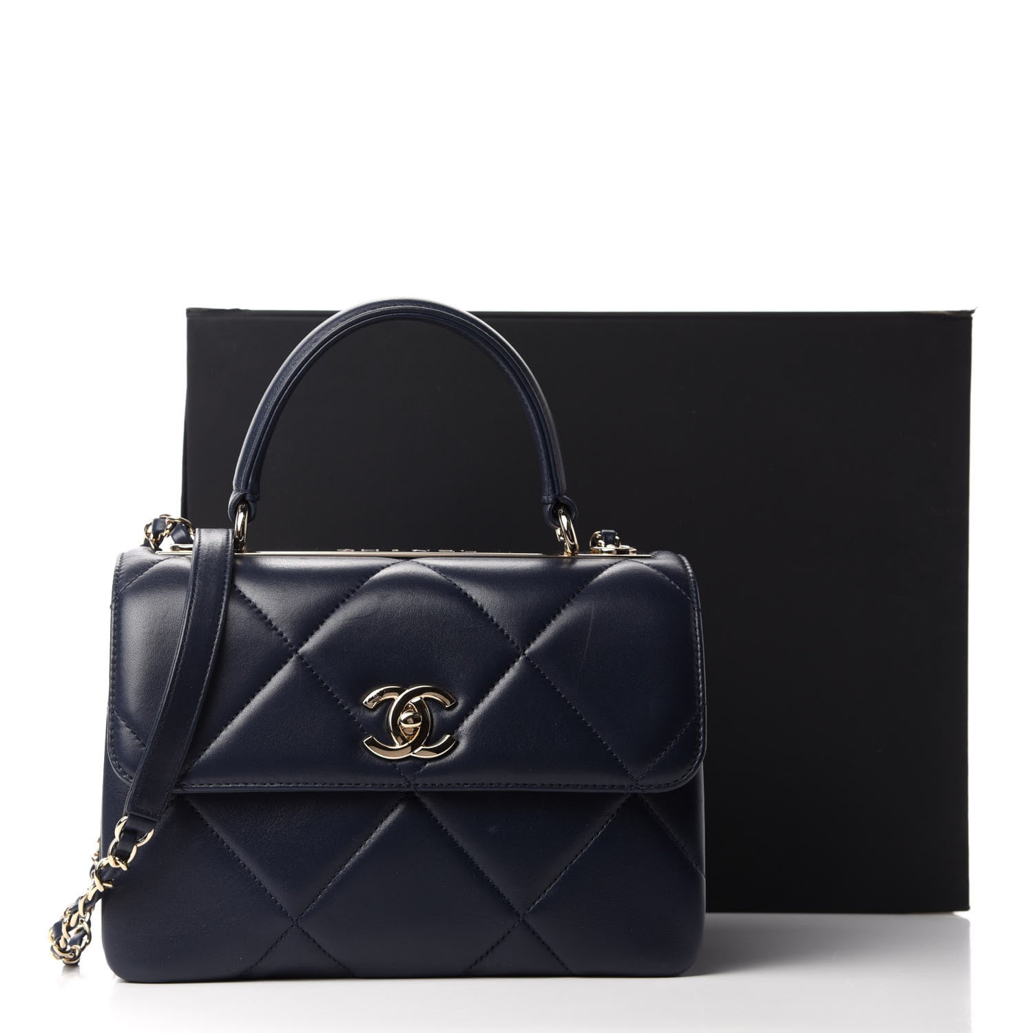 Chanel Lambskin Quilted Small Trendy CC Flap Dual Handle Bag Navy 13 of 13