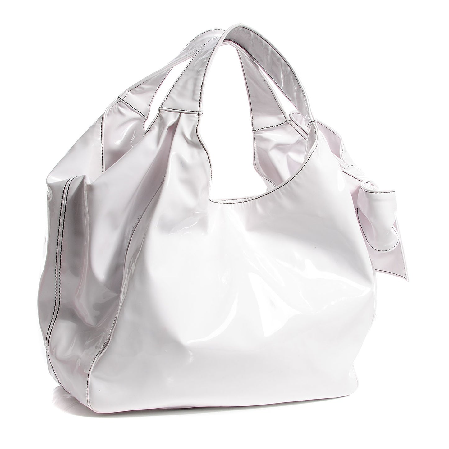 Patent Lacca Medium Nuage Bow Hobo White