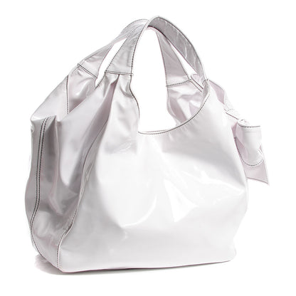 Valentino Garavani Patent Lacca Medium Nuage Bow Hobo White 3 of 7