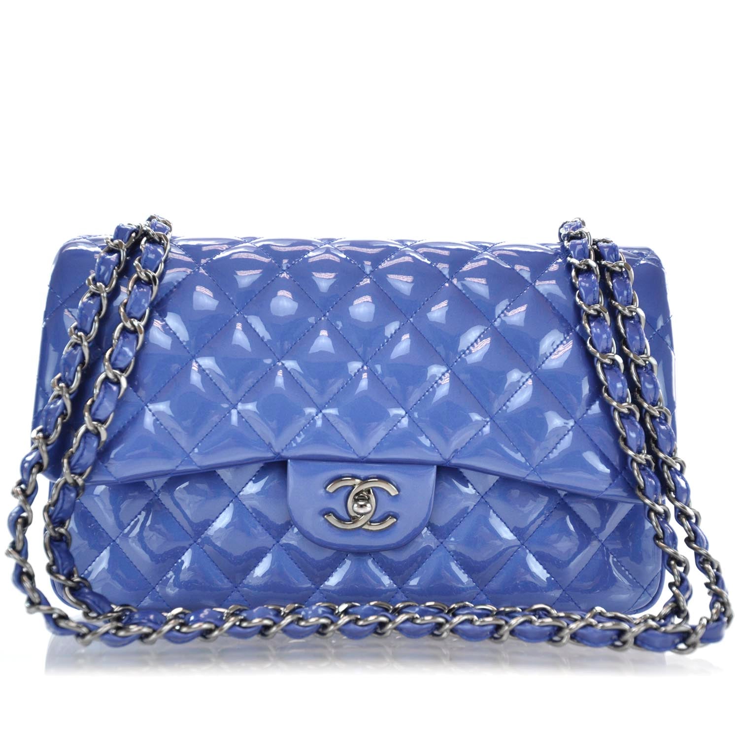 Chanel Patent Jumbo Double Flap Metallic Royal Blue 1 of 11