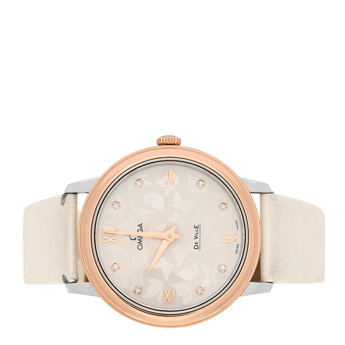 Stainless Steel 18K Red Gold Calfskin Diamond 33mm De Ville Prestige Butterfly Automatic Watch 424.22.33.60.52.001