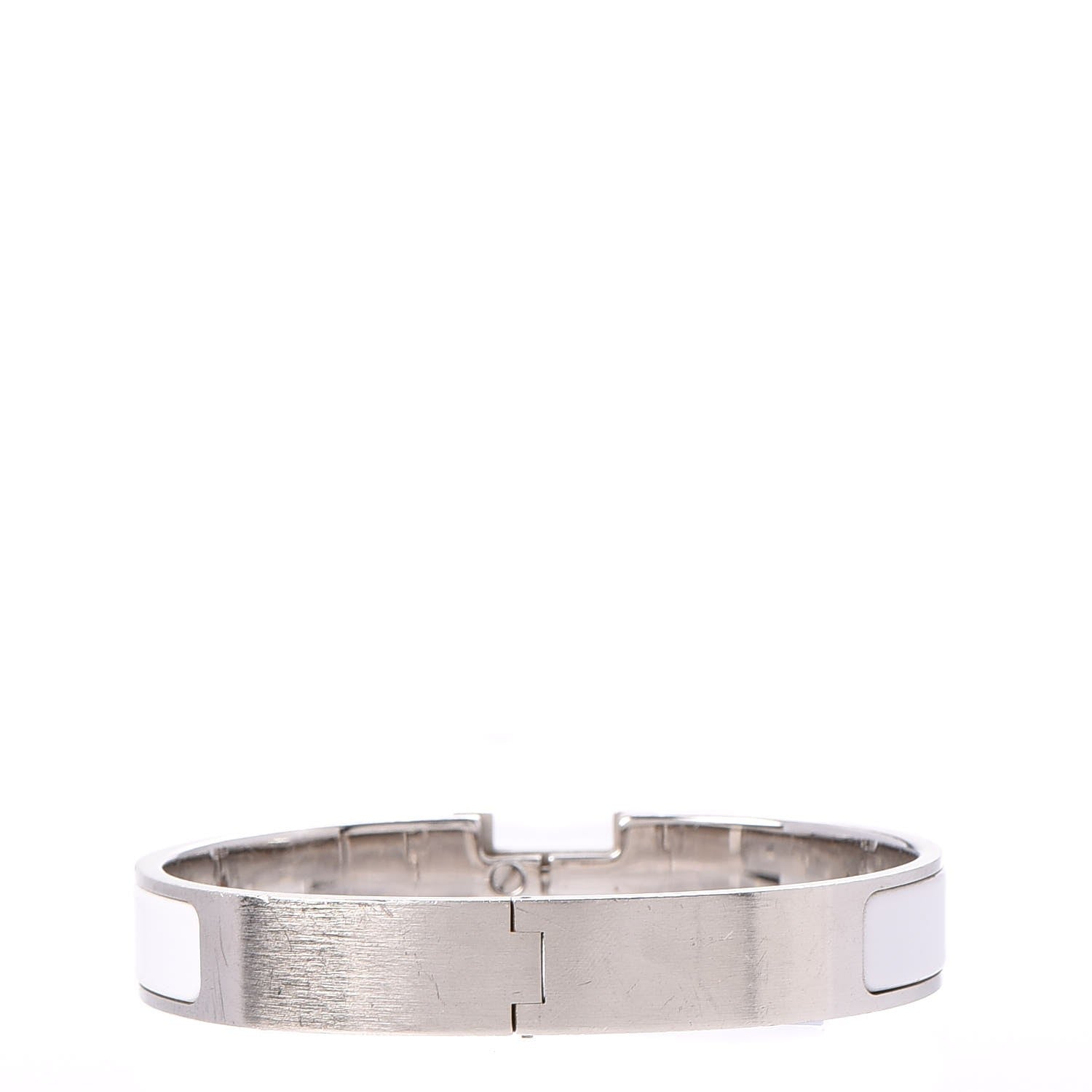 Hermes Matte Enamel Narrow Clic Clac HH Bracelet GM White 4 of 6