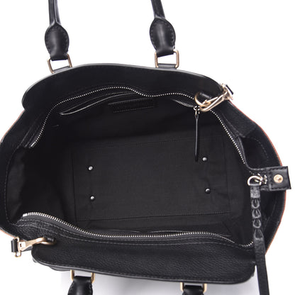 Burberry Canvas Mega Check Grained Calfskin Medium Harcourt Satchel Black 8 of 11
