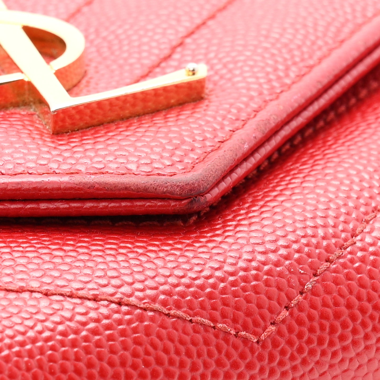 Grain De Poudre Matelasse Chevron Monogram Flap Wallet Red