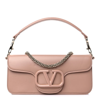 Valentino Garavani Calfskin Enamel Vlogo Loco Shoulder Bag Rose Cannelle 1 of 9