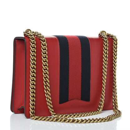 Gucci Calfskin Web Medium Peony Chain Shoulder Bag Red 3 of 13