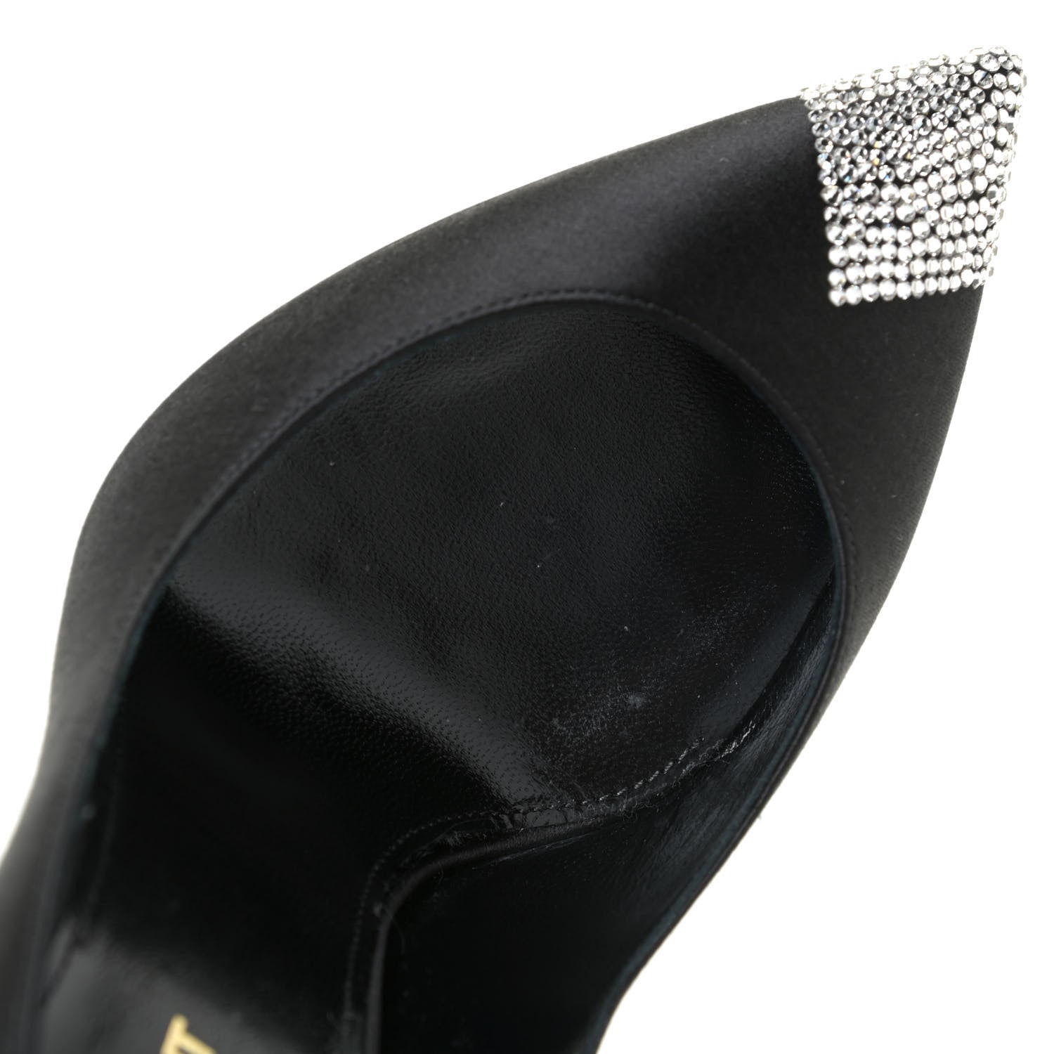 Saint Laurent Satin Crystal Embellished Tower 110 Pump 37.5 Black 19 of 20