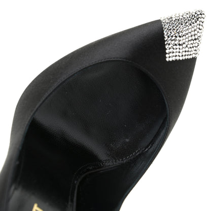Saint Laurent Satin Crystal Embellished Tower 110 Pump 37.5 Black 19 of 20