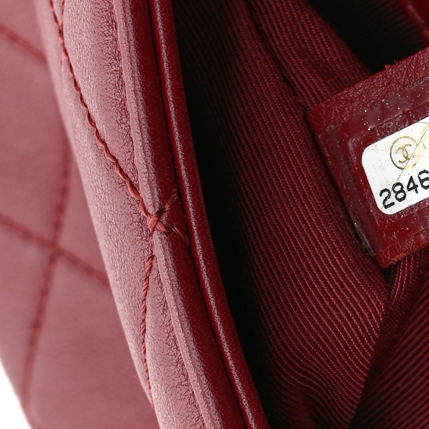 Calfskin Quilted Envelope Flap Dark Red