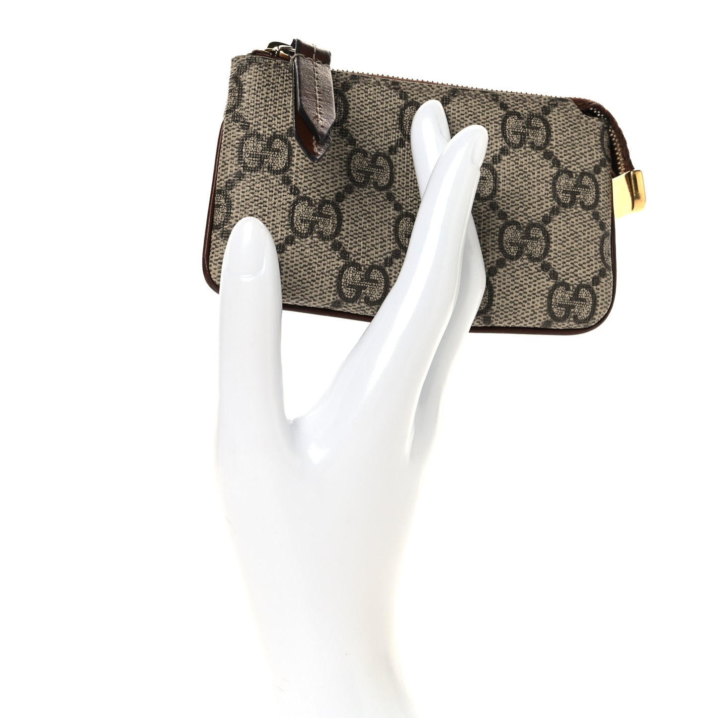 GG Supreme Monogram Key Case Beige Ebony Cuir