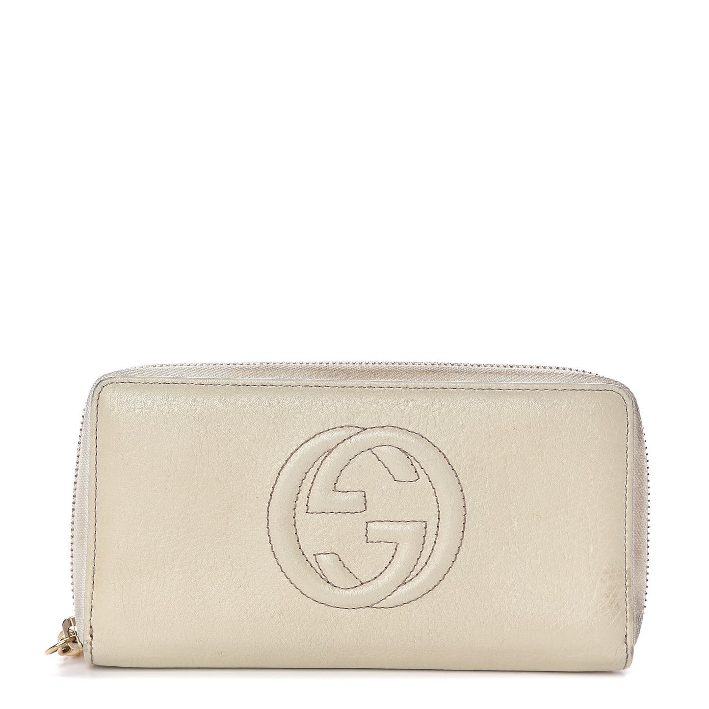 Pebbled Calfskin Soho Zip Around Wallet Off White