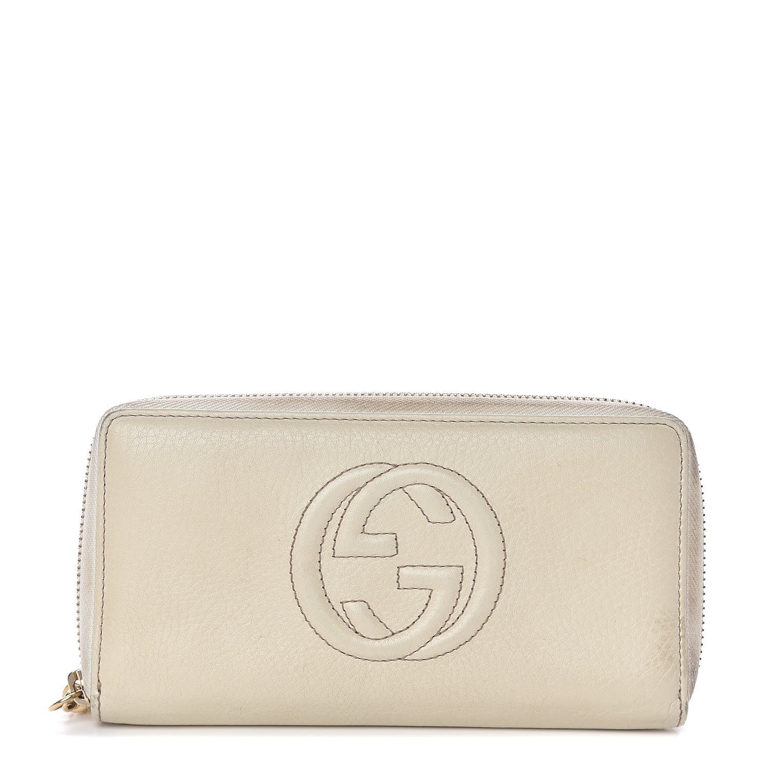 Gucci Pebbled Calfskin Soho Zip Around Wallet Off White 1 of 14