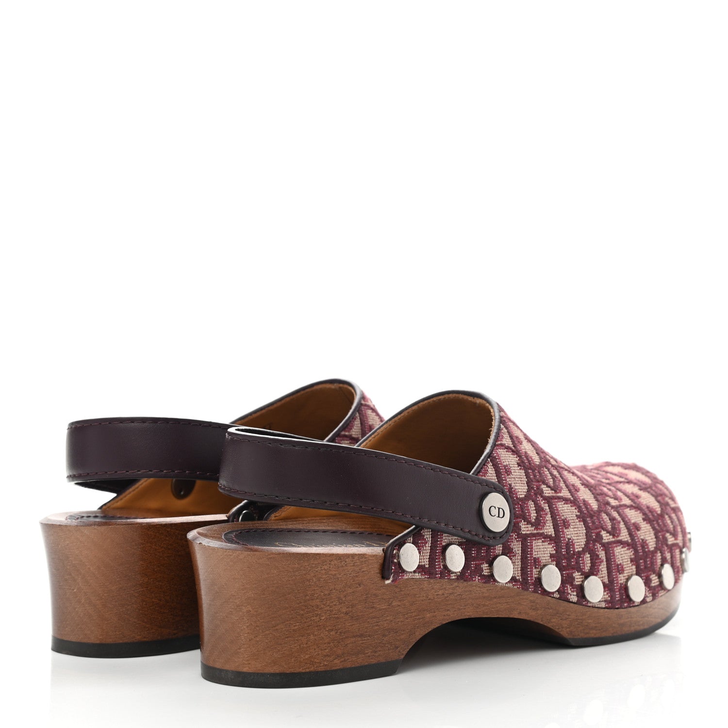 Christian Dior Canvas Oblique Diorquake 20mm Slingback Clogs 37 Deep Amaranth 4 of 9
