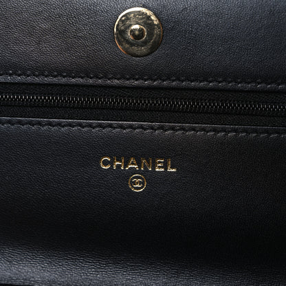 Chanel Lambskin Quilted Pearl CC Wallet on Chain WOC Black 6 of 11