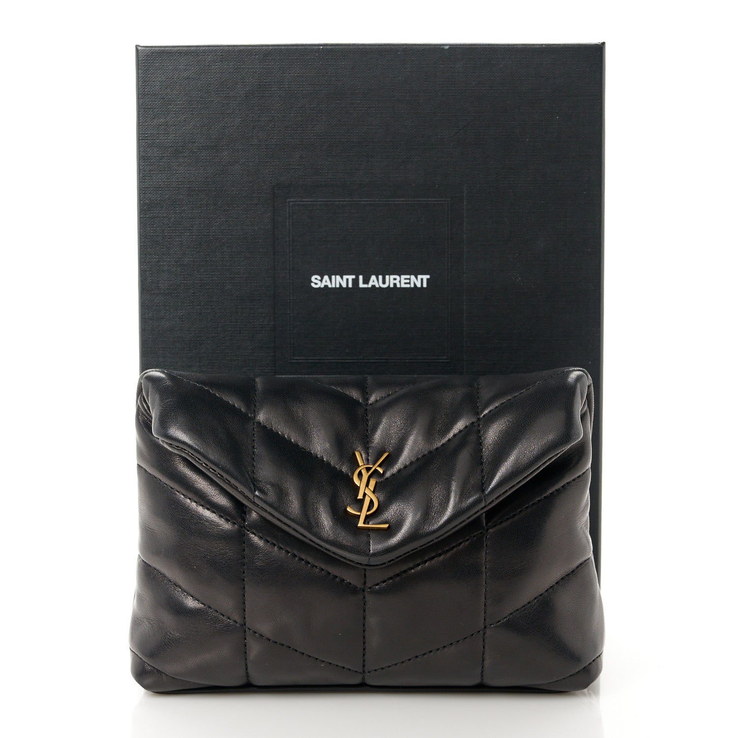 Saint Laurent Lambskin Monogram Loulou Puffer Pouch Clutch Black 15 of 15