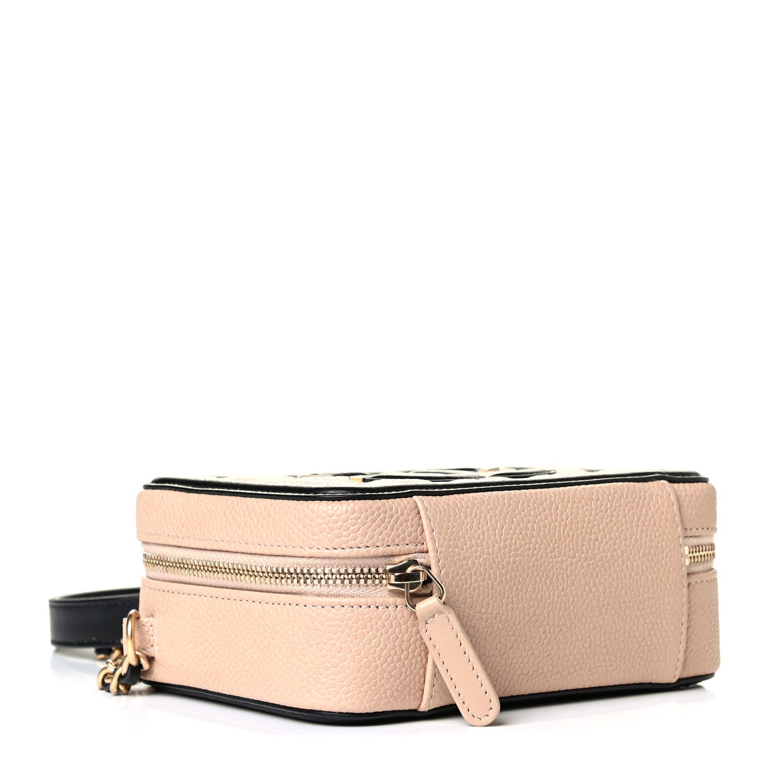 Chanel Caviar Quilted CC Filigree Vanity Clutch With Chain Beige Black 3 of 4