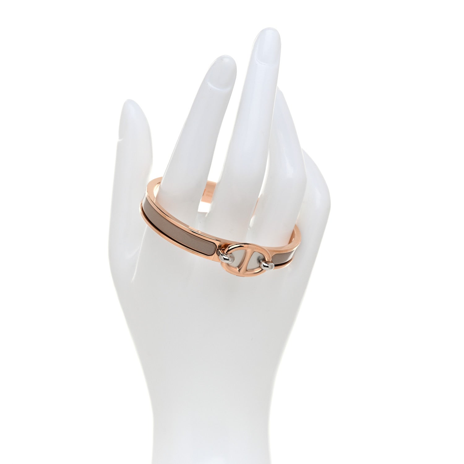 Hermes Enamel Mini Clic Chaine d'Ancre Bracelet GM Marron Glace 2 of 4