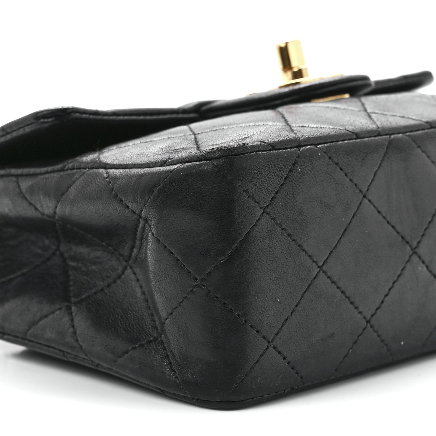 Lambskin Quilted Mini Square Flap Bag Black