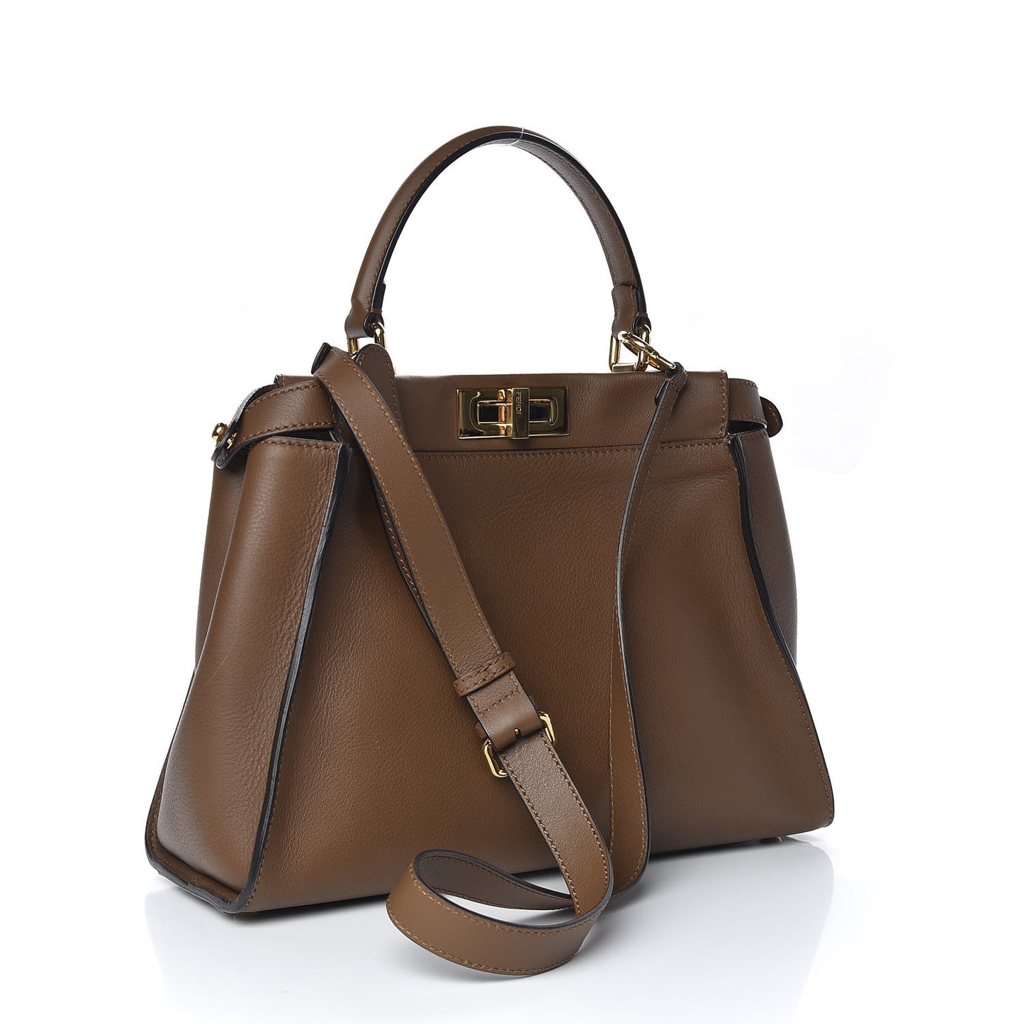 Vitello Seta Fabric Jacquard Pequin Medium Peekaboo Iconic Satchel Foresta Tobacco