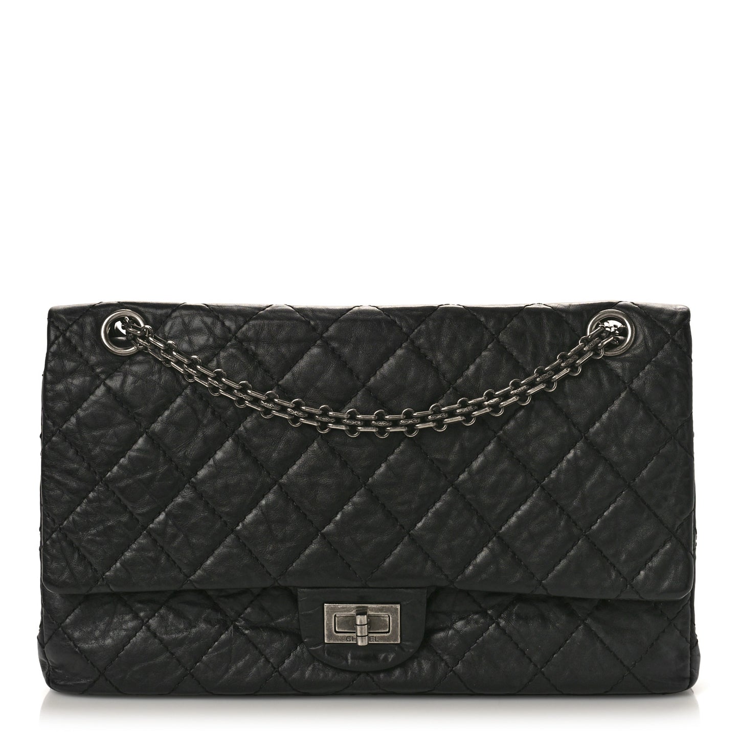 Aged Calfskin Quilted 2.55 Reissue 226 Flap Black