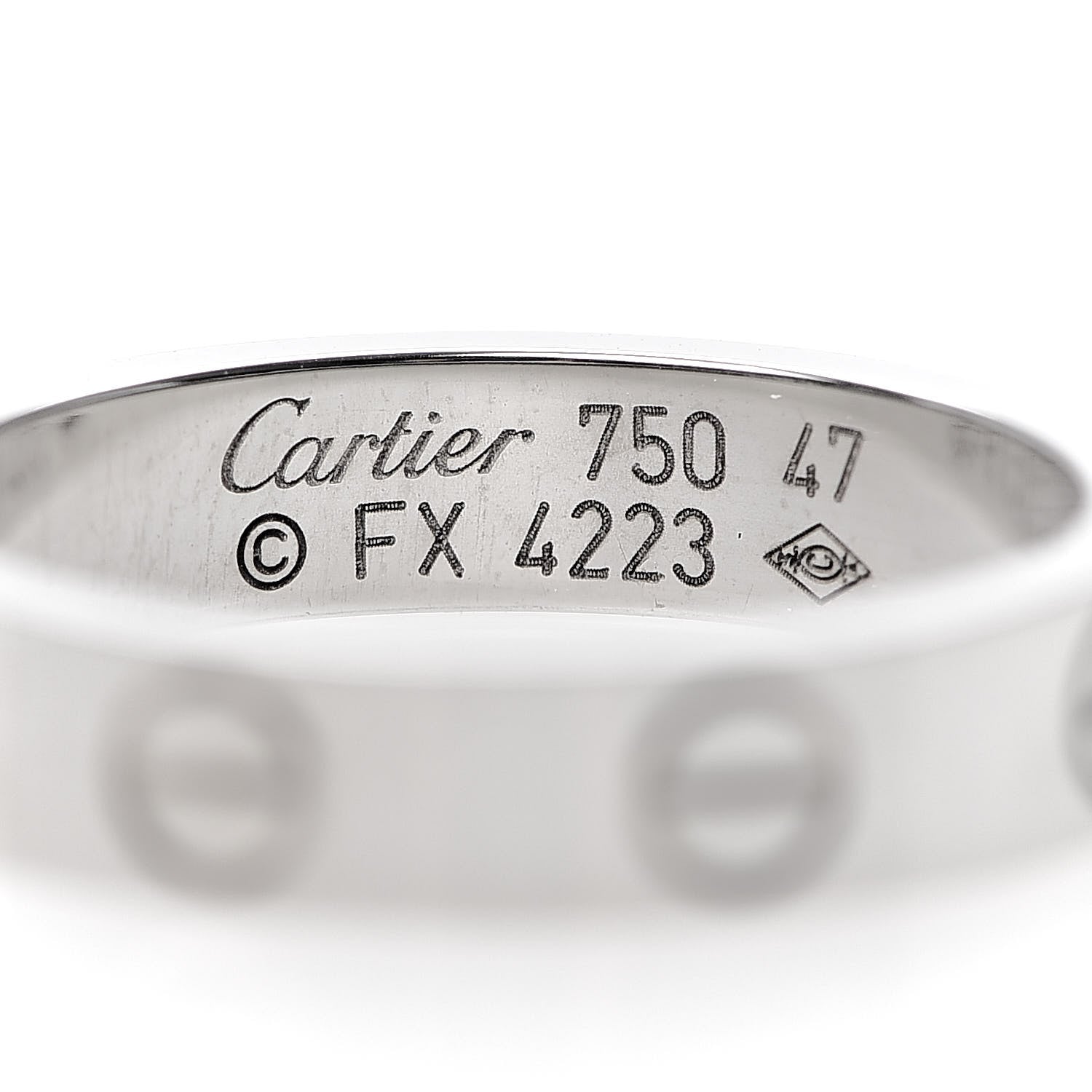 Cartier 18K White Gold 3.5mm LOVE Wedding Band Ring 47 4 4 of 5