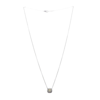 Tiffany Platinum 18K Yellow Gold Diamond Fancy Yellow Diamond .19ct Soleste Cushion-Cut Halo Pendant Necklace 4 of 7