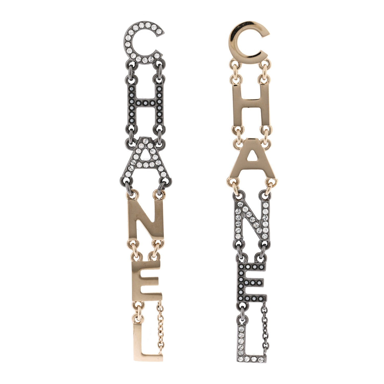 Chanel Crystal Pearl Chanel Bright Young Things Earrings Gold Ruthenium 1 of 5