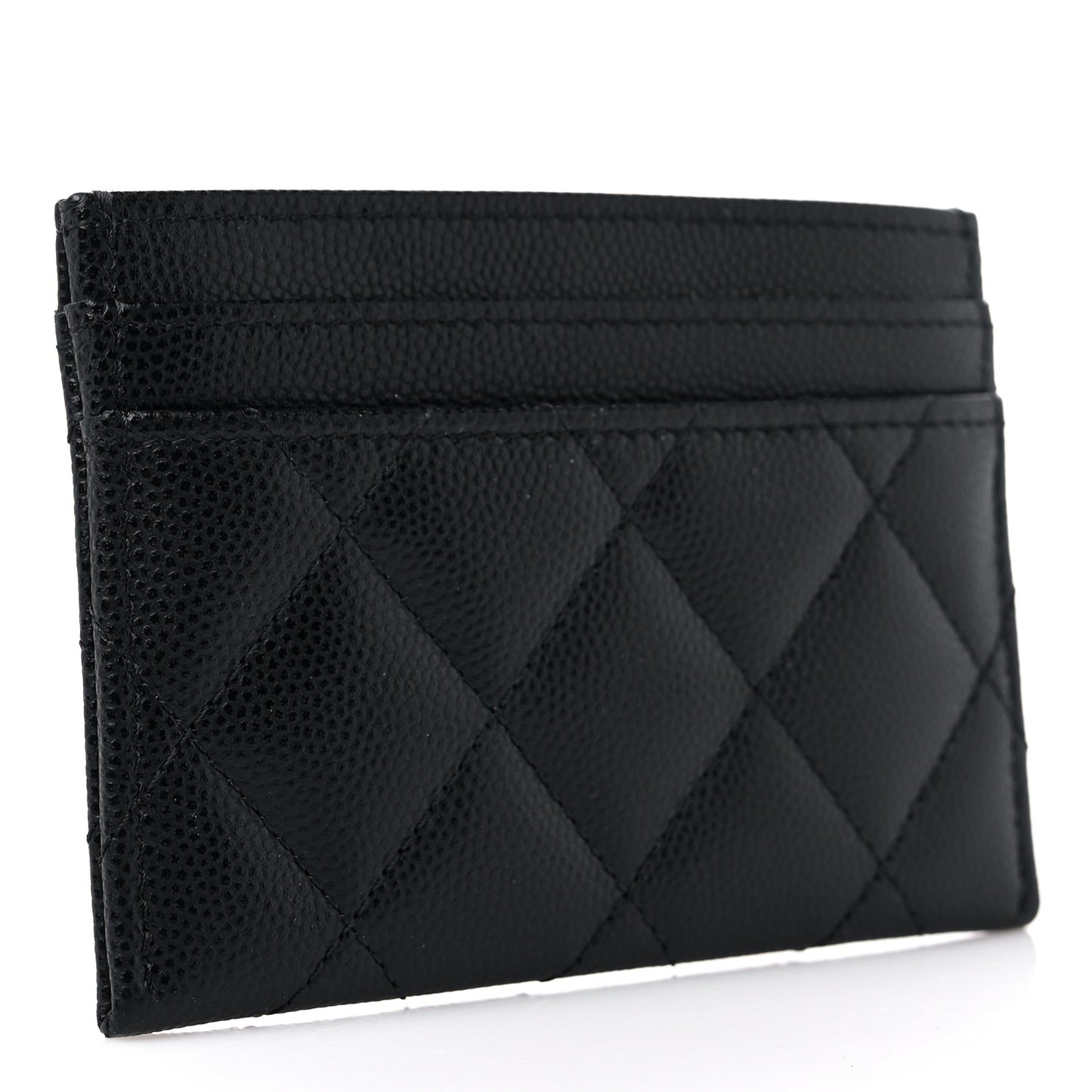 Caviar Quilted Crystal Card Holder Black