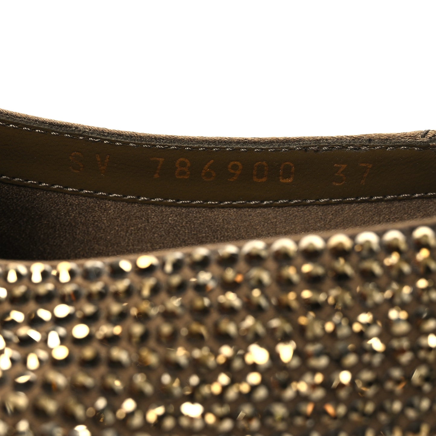 Raso Seta Crystal Embellished Carolyn Mules 37 Kaki Starlight 37 Gold