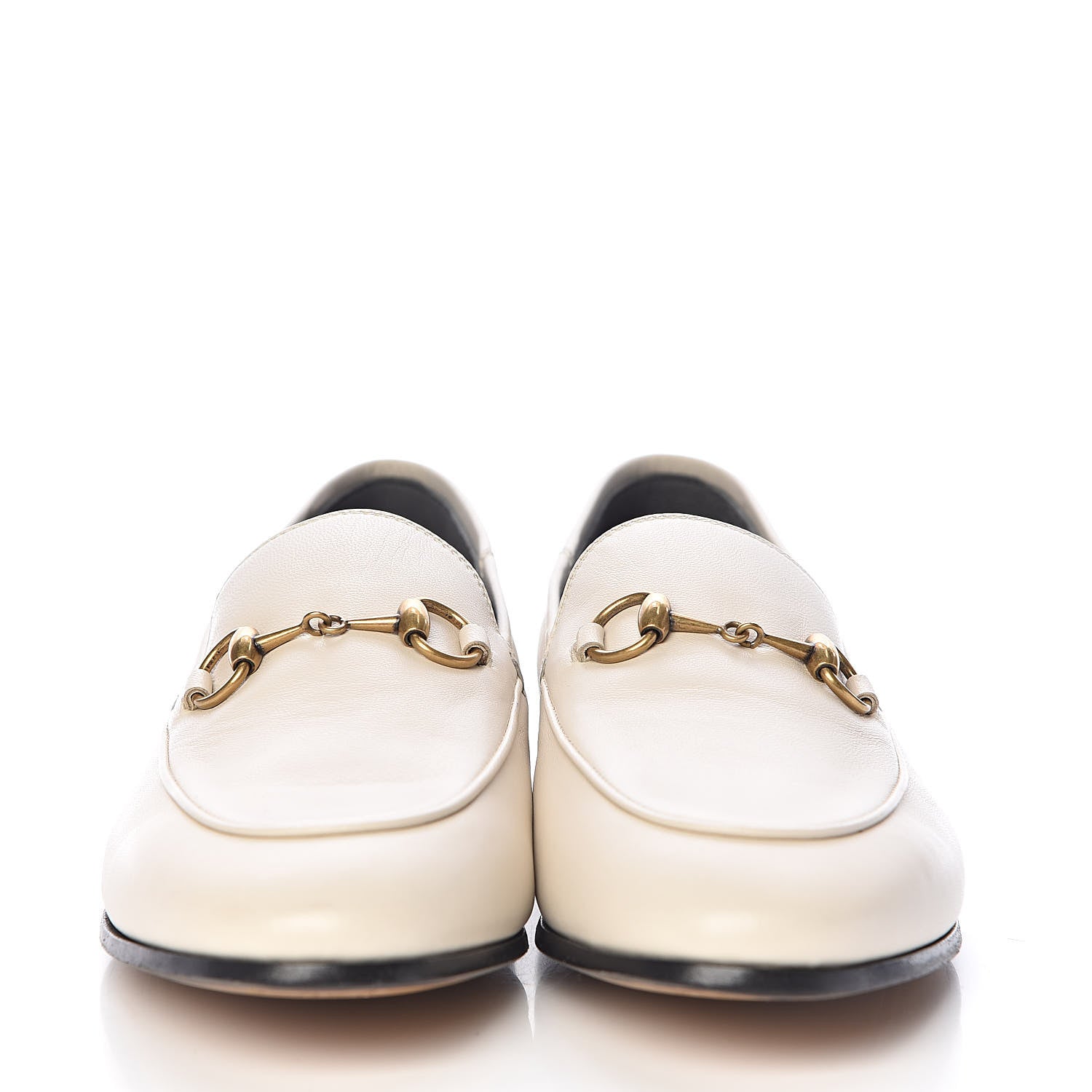 Gucci Lambskin Womens Brixton Horsebit Loafers 37.5 Mystic White 2 of 9