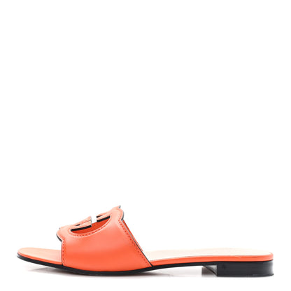 Gucci Cosmos Softy Calfskin Interlocking G Cut Out Slide Sandals 40 Deep Orange 1 of 8